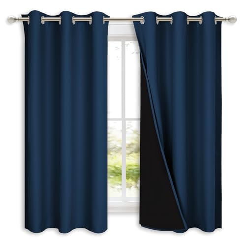 100% Blackout Curtains with Black Liners (Moroccan Blue / 42"W x 63"L (Pack of 2))