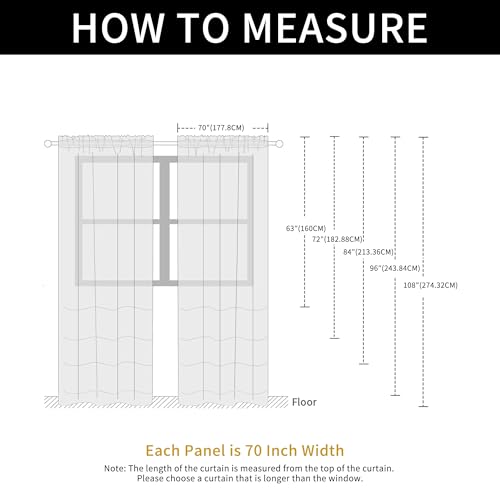 Basic Rod Pocket Sheer Voile Window Curtain Panels White 1 Pair 2 Panels 70 Width 96 Inch Long for Kitchen Bedroom Children Living Room Yard (Grey / 70"W x 96"L (Pack of 2))