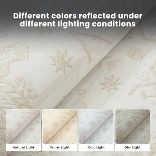 8x10 Retro Washable Area Rugs for Living Room (8' x 10' (Rectangular) / Light Brown-pale Yellow-white)