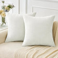 Soft Chenille Throw Pillow Covers White 18x18 Inch Pack of 2 (18" x 18" (Pack of 2) / White)
