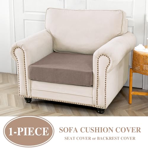 Couch Cushion Cover Seat Cushion Cover Stretch Armchair Cover Separate Sectional Sofa Slipcovers Furniture Protector (Khaki / 1PC Seat Cover or Backrest)