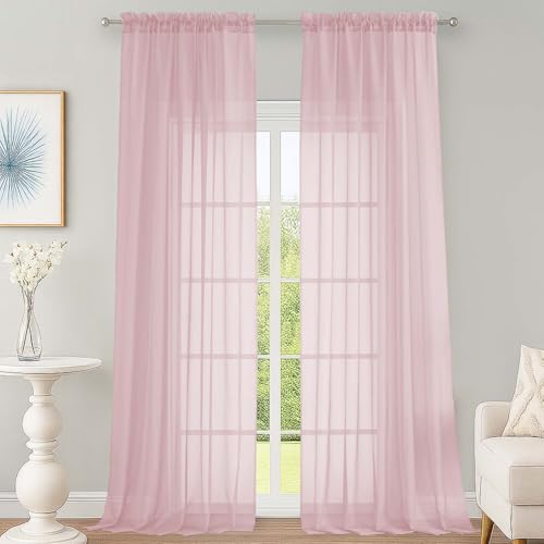 Blush Sheer Curtains 120 Inches Long 2 Panels Set (Blush / 59"W x 120"L (Pack of 2))