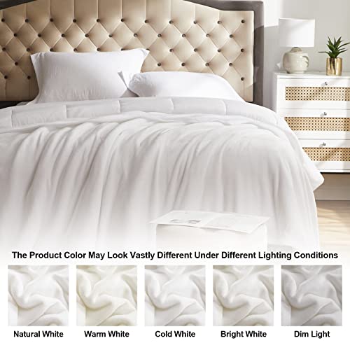 Fleece Blanket Twin Size White Lightweight Throw Blanket Super Soft Cozy Microfiber Blanket 60x80 Inches (White / Twin(60"x80"))