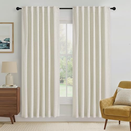 Natural Linen 100% Blackout Curtains for Bedroom 72 Long 52 Width (Cream Beige / 52"W x 72"L (Pack of 2))