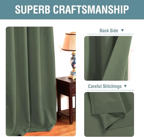 Blackout Curtain for Living Room Thermal Insulated Window Treatment Curtain Extra Long 84 inch Length Energy Saving Solid Grommet Top Blackout Drape (52"W x 84"L (Pack of 1) / Bronze Green)