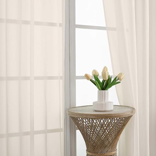 Cream Bedroom Curtains 2 Panel Sets 90 Inch Length (Cream / 59"W x 90"L (Pack of 2))