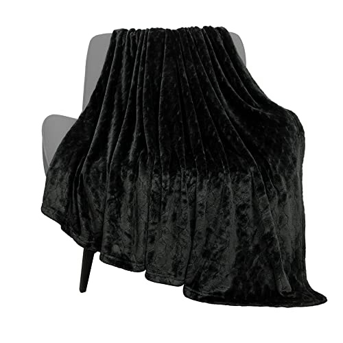 Fleece Blanket Fuzzy Plush Throw Blanket 50" x 60" (Black / Throw-50" x 60")