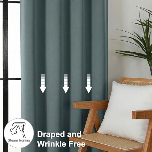 Ava Dark Green Short Blackout Curtains for Bedroom 54 Inches Long 2 Panels Set (Dark Green / 40"W x 54"L (Pack of 2))