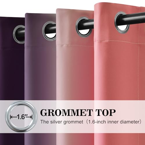 Blackout Ombre Dark Pink Dark Purple Curtains 52x84Inch (52"W x 84"L (Pack of 2) / Dark Pink Dark Purple)