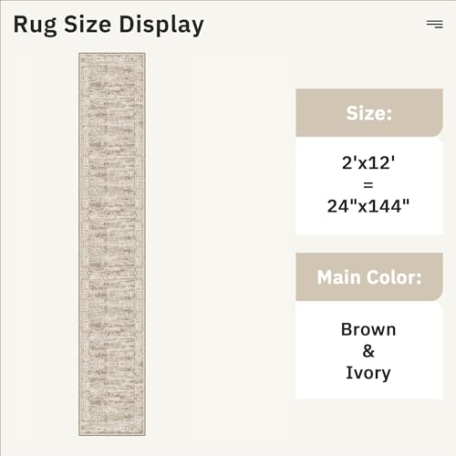 Runner Rug 2x12 Washable Non (Brown / 2' x 12' (Runner))