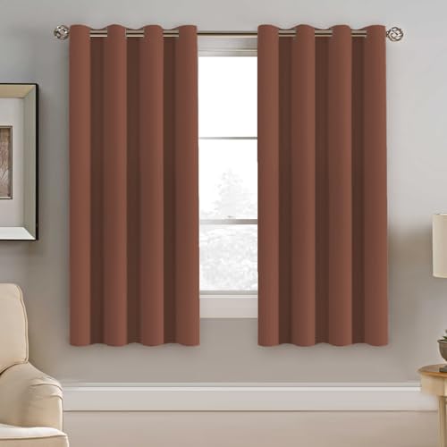 Blackout Curtain for Bedroom Thermal Insulated Window Treatment Curtain Extra Long 63 inch Length Energy Saving Solid Grommet Top Blackout Drape (52"W x 63"L (Pack of 1) / Washed Spice)