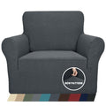 1 Piece Jacquard Chair Slipcovers for Living Room High Stretch Chair Covers with Arms Anti Slip Pets Friendly Couch Sofa Armchair Cover Furniture Protector (Small (31"-46") / Dark Grey)