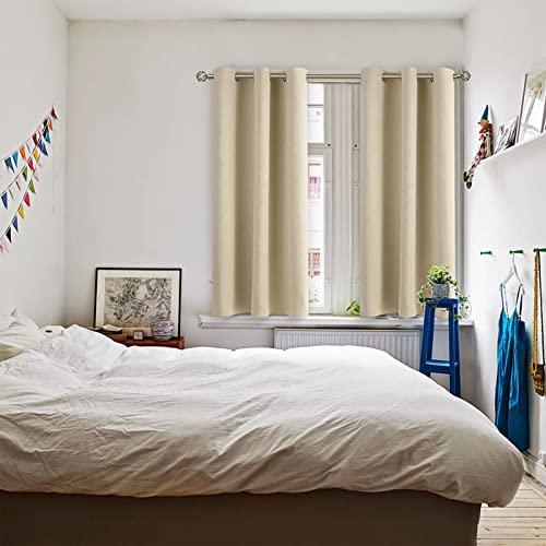 Short Curtains for Small Window 54 Inch Long (Beige / 38"W x 54"L (Pack of 2))