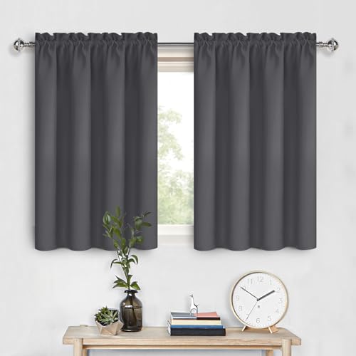 Short Blackout Curtains 42 x 36 Inch for Kitchen RV Bunk Dark Grey (Dark Grey / 42"W x 36"L (Pack of 2))