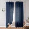 Sheer Curtains 72 Inches Long 2 Panels for Living Room (Navy Blue / 42"W x 72"L (Pack of 2))