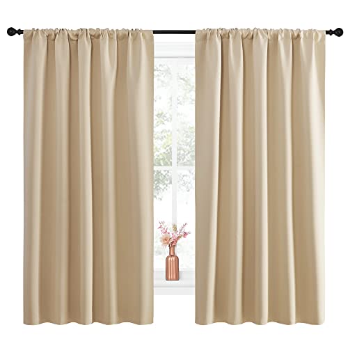 Room Darkening Curtains for Bedroom (Biscotti Beige / 52"W x 63"L (Pack of 2))