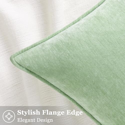 Chenille Sage Green Velvet Throw Pillow Covers 16x16 Set of 2 (Sage Green / 16" x 16" (Pack of 2))