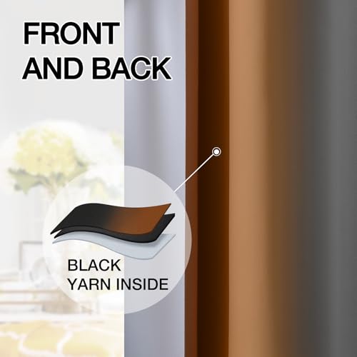 Ombre Burnt Orange and Black Room Darkening Curtains 84 inches (52"W x 84"L (Pack of 2) / Burnt Orange and Black)