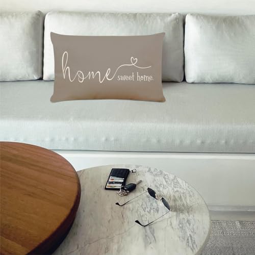 Home Sweet Home Quotes Farmhouse Pillow Covers (20" x 12" (Pack of 1) / Grey)