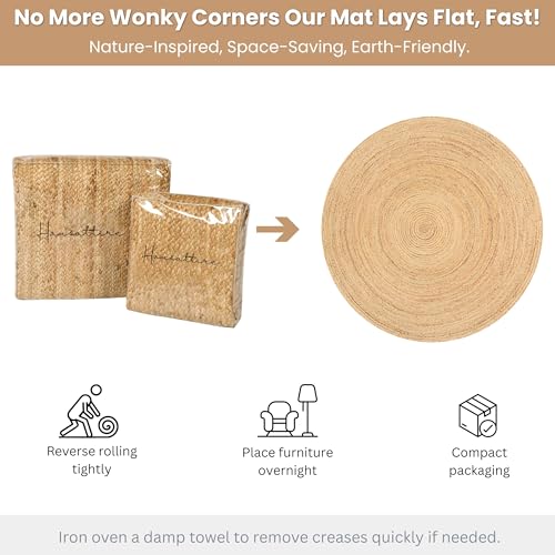 Jute Braided Woven Area Rug 4 Feet Round (4' Round / Natural)