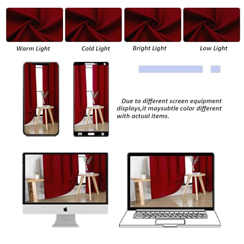 Ava Red Blackout Curtains for Bedroom 63 Inch Length 2 Panels Set (Red / 40"W x 63"L (Pack of 2))