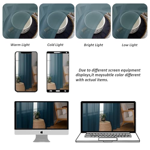 Stone Blue Sheer Valances for Windows (Stone Blue / 42"W x 16"L (Pack of 2))