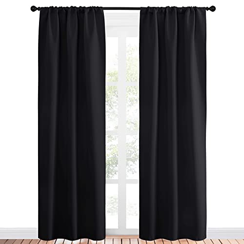 Black Out Curtain Panels for Kitchen (Black / 34"W x 84"L (Pack of 2))