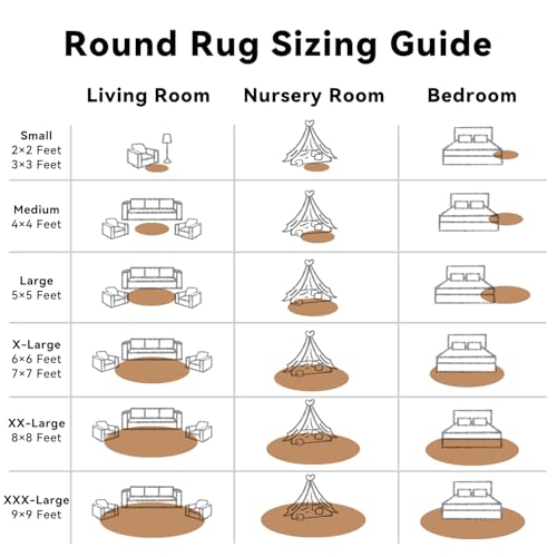 Khaki Round Rugs for Bedroom (3 Ft Round / Khaki)