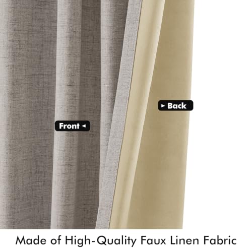 100% Blackout Linen Curtains 42 x 108 Inch Greige 2 Panels (Greige / 42"W x 108"L (Pack of 2))