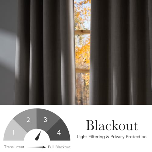Short Faux Linen Angora Blackout Curtains 63 inches Long (Linen Angora / 42"W x 63"L (Pack of 2))