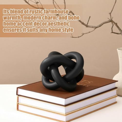 3 Link Wood Knot Decor Rustic Table Shelf Accents (Black)