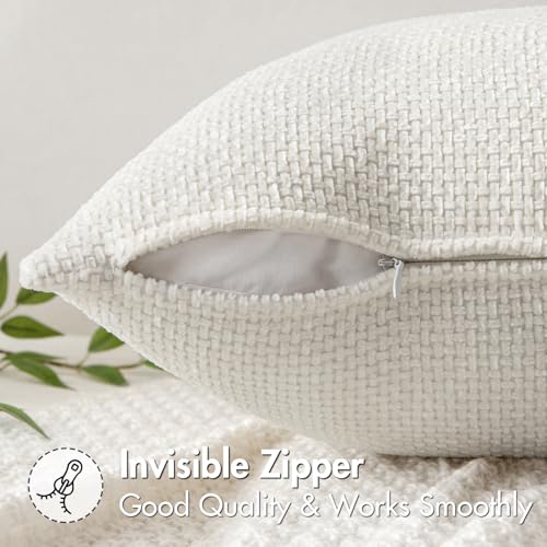 Decorative Couch Throw Pillow Covers 20x20 in Pure White 2 Pack (20" x 20" (Pack of 2) / Pure White)
