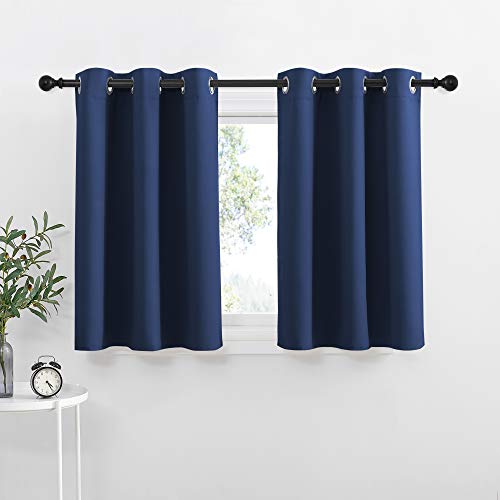 Blackout Kitchen Curtains and Draperies Navy for Kitchen Bathroom (Navy / 42"W x 36"L (Pack of 2))