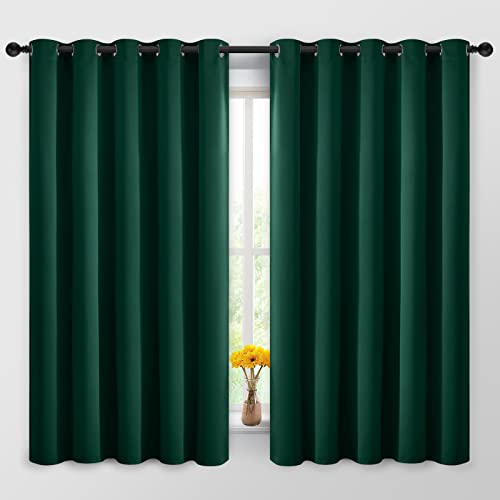 Room Darkening Curtains 62x63 inch Length Dark Green (Dark Green / 62"W x 63"L (Pack of 2))