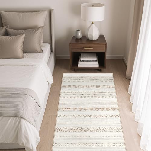 Boho 2x4 Washable Area Rug Non Slip Carpet for Entryway Beige (Beige Brown / 2' X 4' (Rectangular))
