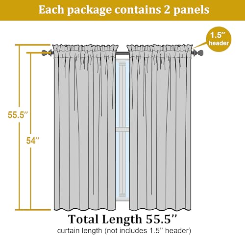 Hot Pink Sheer Curtains for Bedroom Living Room 54 Inch Length 2 Panels Set (Hot Pink / 42"W x 54"L (Pack of 2))