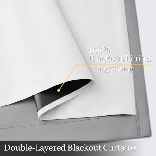 Dove Grey 100% Blackout Curtains 84 Inches Long 50" Wide 2 Panel (50"W x 84"L (Pack of 2) / Dove Grey With White Backing)
