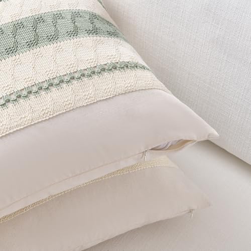 Set of 1 Sage Green Boho Lumbar Decorative Throw Pillow Covers 14x24 Inch for Living Room Bedroom Couch Bed Sofa (24" x 14" (Pack of 1) / Sage Green)