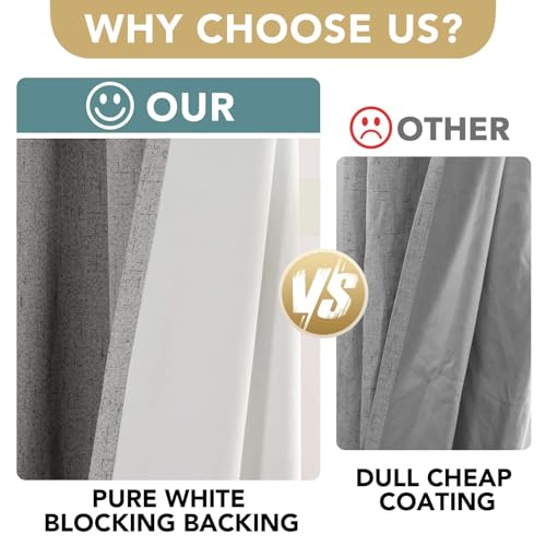 100% Blackout Linen Curtains 45" L 2 Panels Dove Gray (Dove Gray / 52"W x 45"L (Pack of 2))