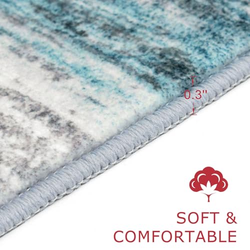 Modern Abstract Hallway Runner Rug (Blue / 2'8" x 18' (Runner))
