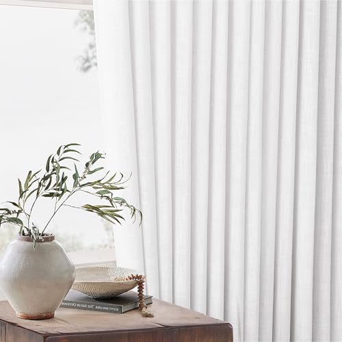 Snow White Pinch Pleat Semi Sheer Linen Curtains W70xL120 1 Panel (Snow White / 70"W x 120"L (Pack of 1))