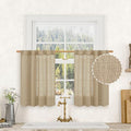 Short Window Linen Curtains 36 Inch Length 2 Panels (Brown / 34"W x 36"L (Pack of 2))