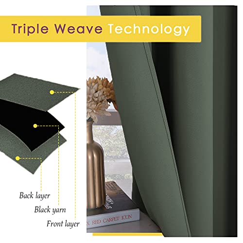 Sleek Blackout Curtains 48 inches Length for Small Windows (Dark Mallard / 34"W x 48"L (Pack of 2))