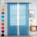 Solid Sheer Rod Pocket Curtain Voile Draperies 2 Panels White Beige Black Grey Ivory 52 Inch Width 72 Inch Long 1 Pair for Kitchen Bedroom Children Living Room Yard (Blue / 52"W x 72"L (Pack of 2))