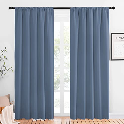 Blackout Curtains Window Draperies (Stone Blue / 52"W x 84"L (Pack of 2))
