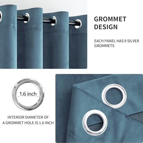 Velvet Curtains Dark Slate Blue 52 x 108 Inch Length Set of 2 (Dark Slate / 52"W x 108"L (Pack of 2))