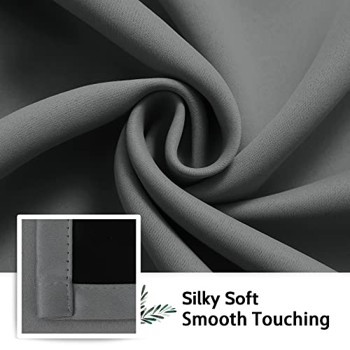 Grey 100% Blackout Curtains Room Darkening Living Room 54 Inch (Grey / 52"W x 54"L (Pack of 2))