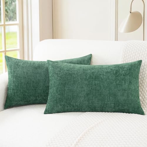 Decorative Couch Throw Pillow Covers 26 X 16 Inches Dark Green (26" x 16" (Pack of 2) / Dark Green)