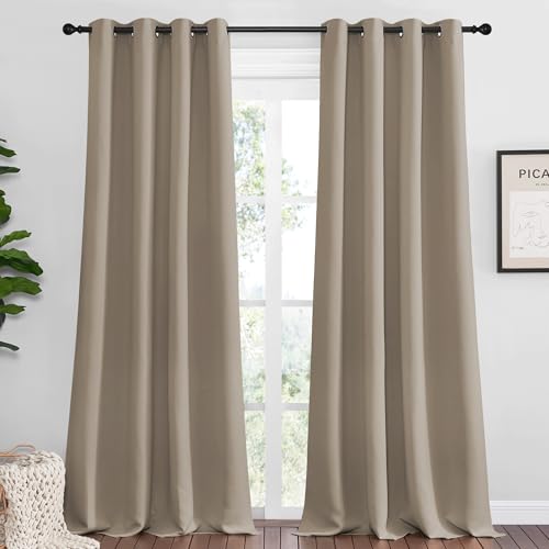 Taupe Blackout Curtains 102" Long (Taupe / 55"W x 102"L (Pack of 2))