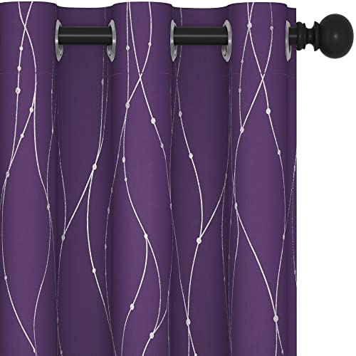 Living Room Curtains 45 Inches Long (Purple Grape/Wave Dots / 38"W x 45"L (Pack of 2))
